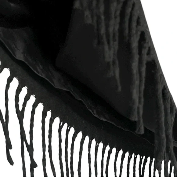 Vintage 90s Wool Blend Black Sleeveless Top w/ Fringe Hem Women’s Size 14 - Picture 8 of 9